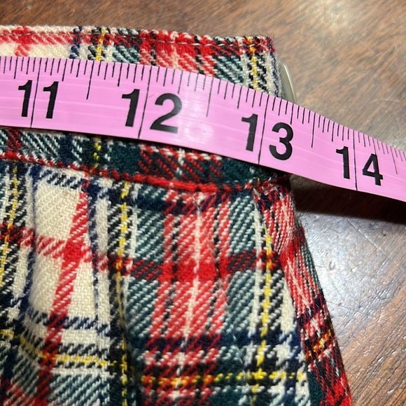 Vintage Pendleton Red Green Plaid Virgin Wool Skirt Sz 12 Waist 26” - Picture 11 of 12